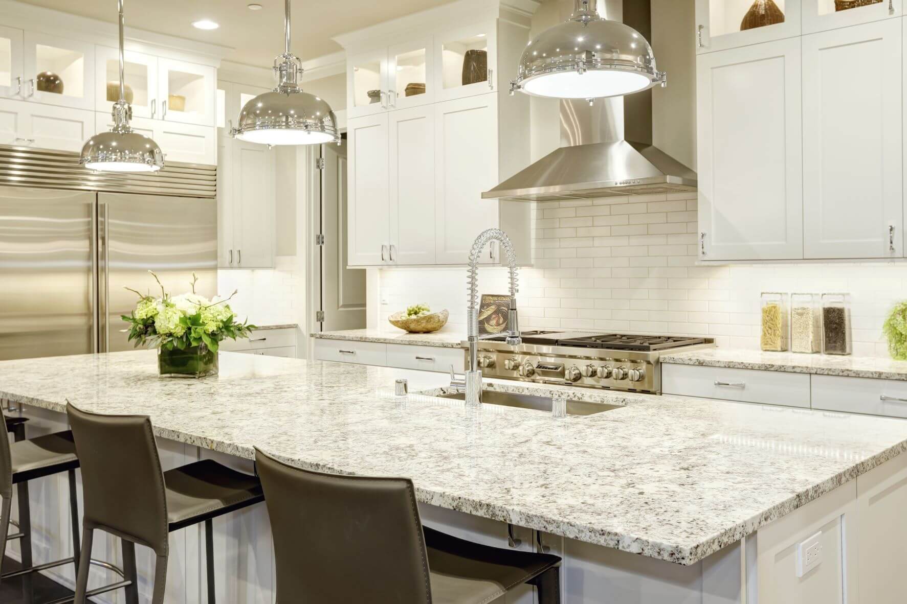 countertop island and cabinets